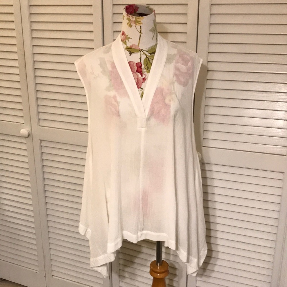 All Saints Avee white cotton trapeze top